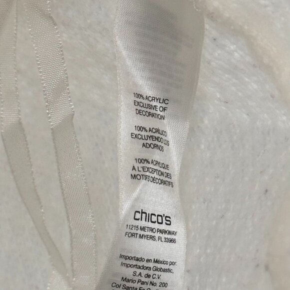 Chicos 4 Womens Size 2x rhinestone Embellished Knit Sweater Ivory lace hem - Picture 7 of 11